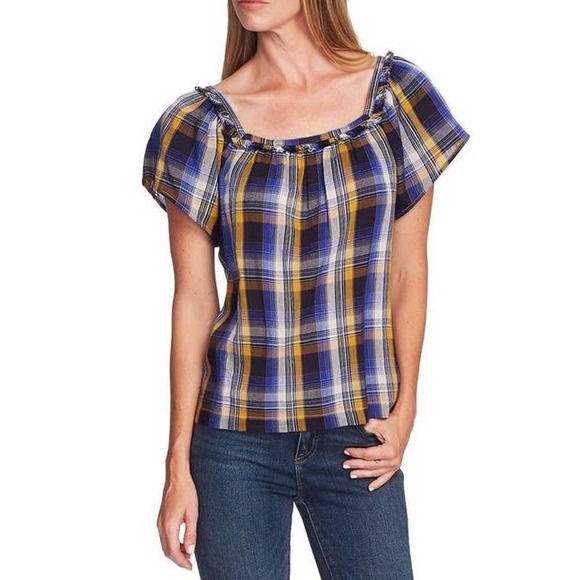 Vince Camuto Tops - 4/$25 Vince Camuto Plaid Sunset Blouse NWT Large